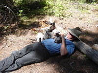 Dan & Josey-after lunch wrestle!